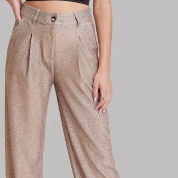 Women's Wide Leg Glitter Trouser Pants - Wild Fable™ Copper 0 - Picture 1 of 1